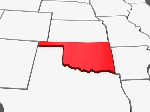 Three-dimensional map of Oklahoma. USA. — Stock Photo, Image