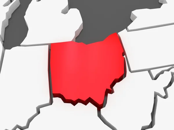 Mapa tridimensional de Ohio. Estados Unidos . — Foto de Stock