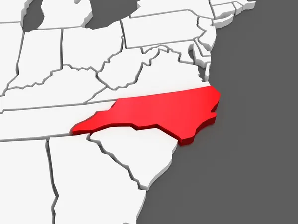 Mapa tridimensional de Carolina del Norte. Estados Unidos . — Foto de Stock