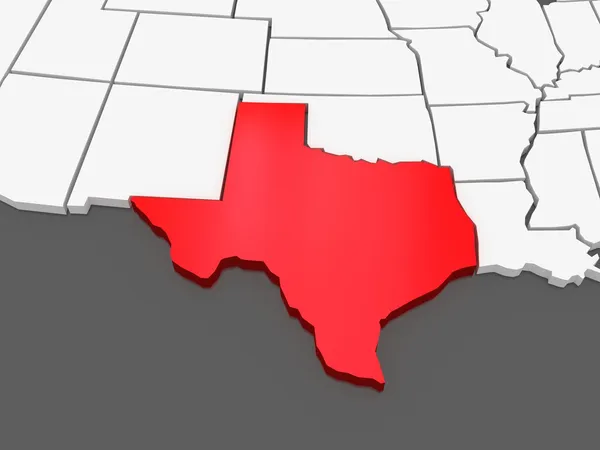 Trójwymiarowa mapa Texas. Stany Zjednoczone Ameryki. — Zdjęcie stockowe