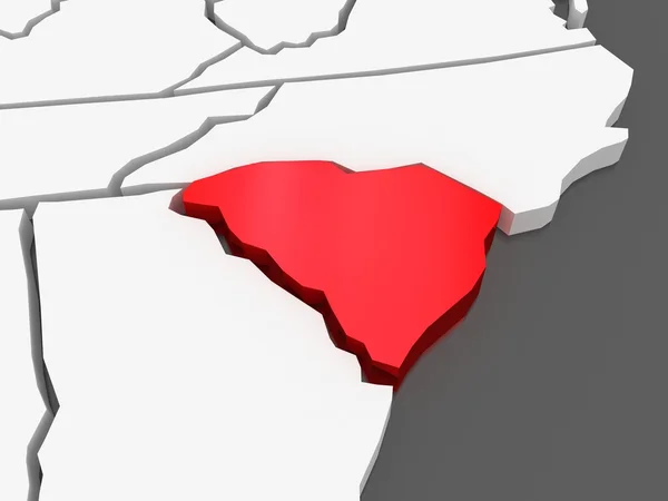 Mapa tridimensional da Carolina do Sul. Estados Unidos . — Fotografia de Stock
