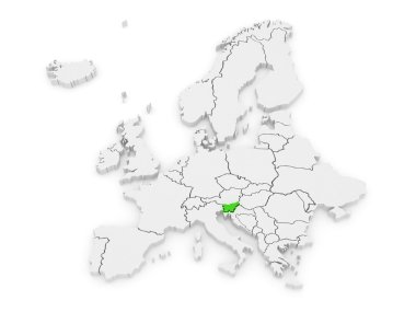 Avrupa ve Slovenya haritası.