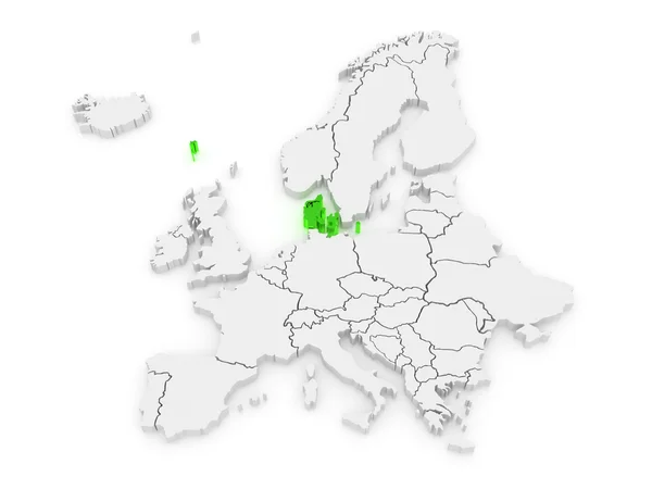 Map of Europe and Denmark. — Stock Photo, Image