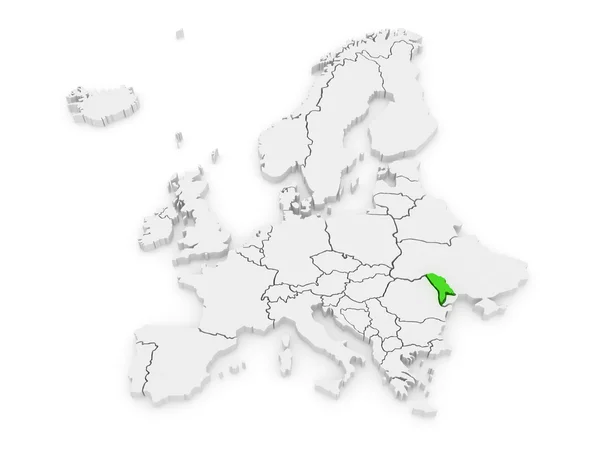 Mapa Evropy a Moldávie. — Stock fotografie