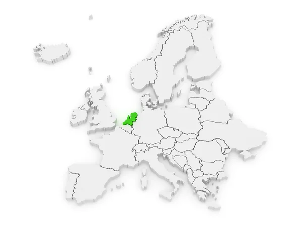 Mapa de Europa y Países Bajos . — Foto de Stock