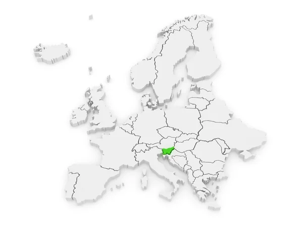 Karte von Europa und Slowenien. — Stockfoto