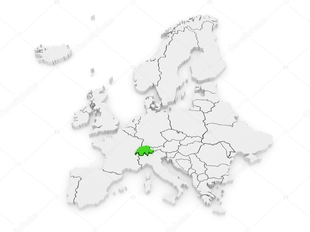 Map of Europe and Switzerland.