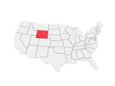 wyoming üç boyutlu Haritası. ABD.