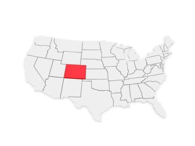 üç boyutlu harita Colorado. ABD.