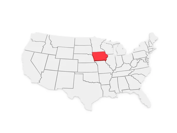 Mapa tridimensional do Iowa. Estados Unidos . — Fotografia de Stock