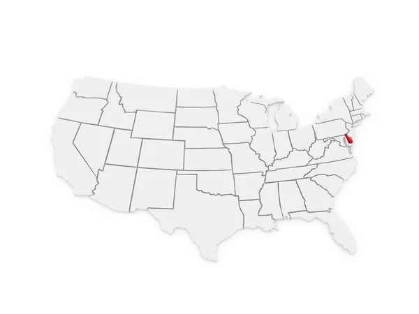 Dreidimensionale Karte von Delaware. USA. — Stockfoto