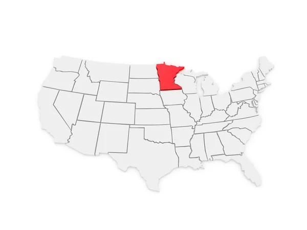 Trójwymiarowa mapa minnesota. Stany Zjednoczone Ameryki. — Zdjęcie stockowe