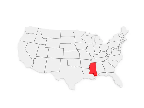 Mapa tridimensional do Mississippi. Estados Unidos . — Fotografia de Stock