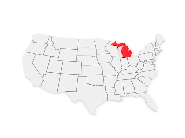 Trójwymiarową mapę z michigan. Stany Zjednoczone Ameryki. — Zdjęcie stockowe