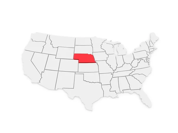 Mapa tridimensional do Nebraska. Estados Unidos . — Fotografia de Stock