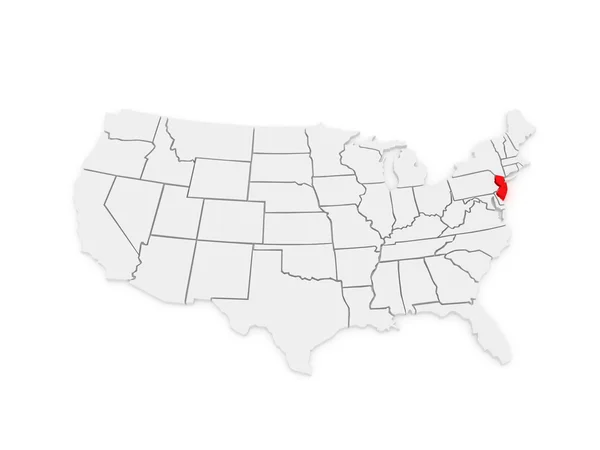 Trojrozměrná mapa z new jersey. Spojené státy americké. — Stock fotografie