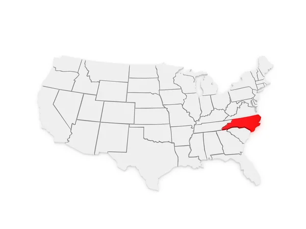 北卡罗莱纳州的三维地图。美国. — 图库照片