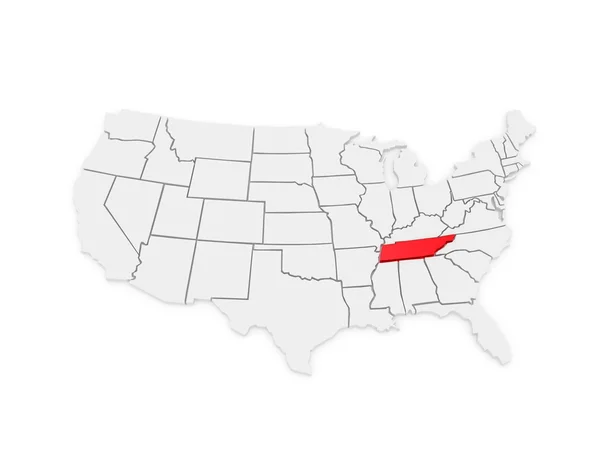 Mapa tridimensional de Tennessee. Estados Unidos . — Foto de Stock