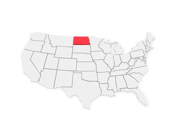 Трехмерная карта Северной Дакоты. США . — стоковое фото