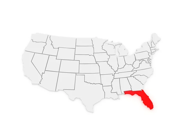 Trójwymiarowa mapa Florydy. Stany Zjednoczone Ameryki. — Zdjęcie stockowe