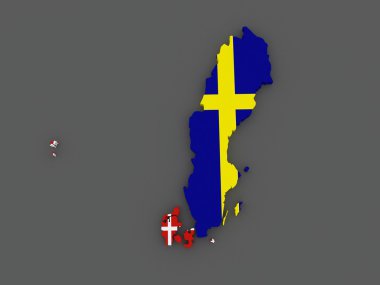 İsveç ve Danimarka. harita.