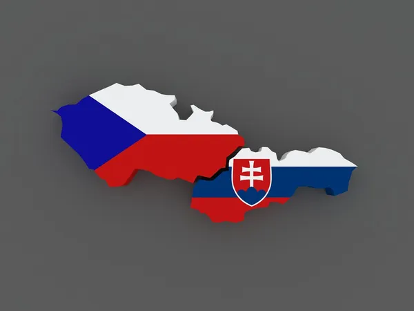 Czech Republic and Slovakia. map. — Stock Photo, Image