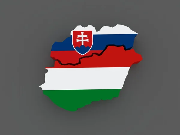 Slovakya ve vengriya. harita. — Stok fotoğraf