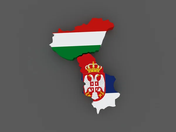 Vengriya és serbiya. megjelenítése. — Stock Fotó