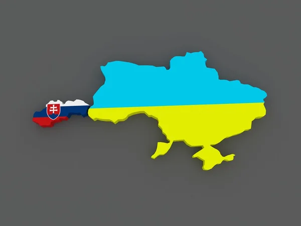 Словаччина і Україна. Карта. — стокове фото