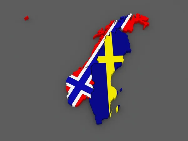 Norge och Sverige. karta. — Stockfoto