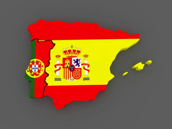 Portugal en Spanje. kaart. — Stockfoto