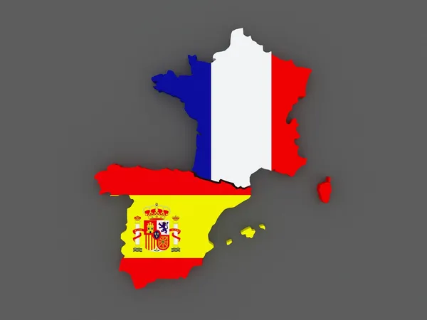 Francie a Španělsko. mapa. — Stock fotografie
