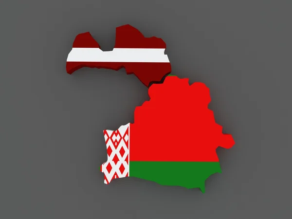 Letónia e Bielorrússia. mapa . — Fotografia de Stock