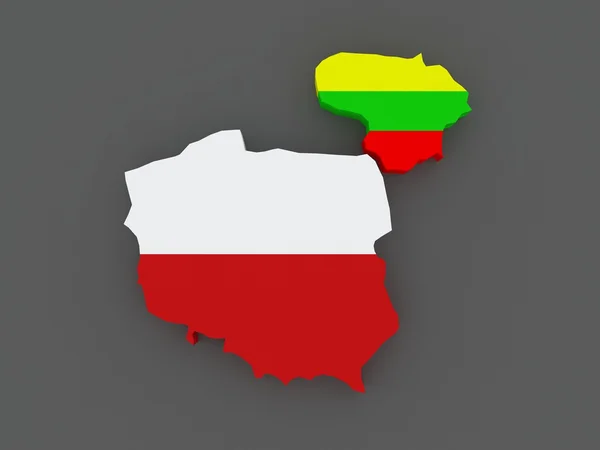 Polonya ve Litvanya. harita. — Stok fotoğraf