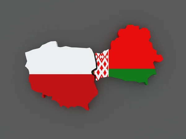 波兰和白俄罗斯。地图. — 图库照片