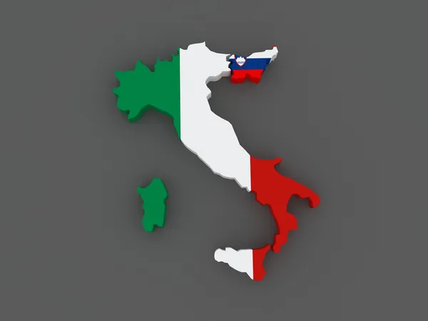 Włochy i Słowenia. Mapa. — Zdjęcie stockowe