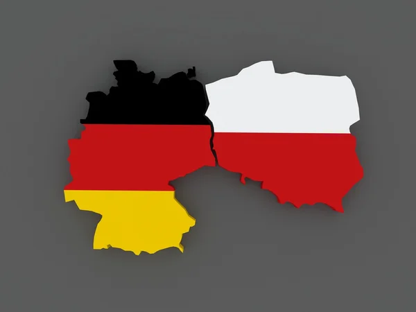 德国和波兰。地图. — 图库照片