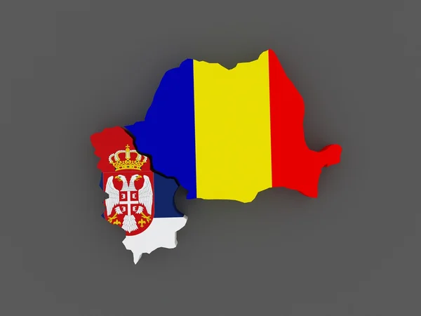 Srbsko a Rumunsko. mapa. — ストック写真