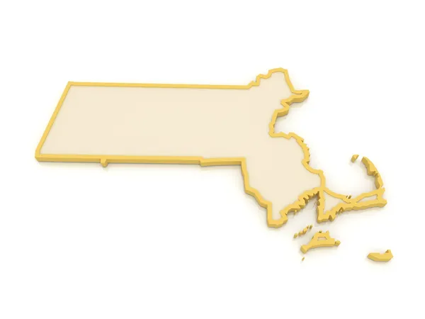 Trojrozměrná mapa z massachusetts. Spojené státy americké. — Stock fotografie