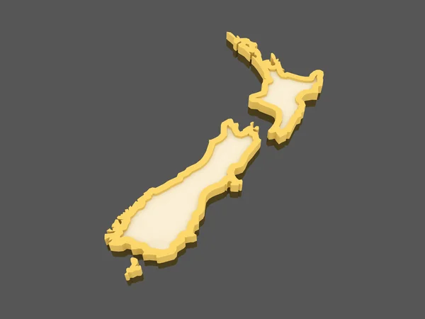 Üç boyutlu Yeni Zelanda Haritası. — Stok fotoğraf