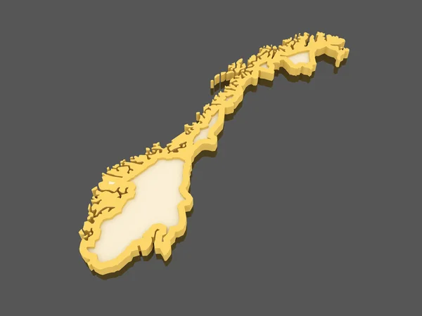 Üç boyutlu Norveç Haritası. — Stok fotoğraf