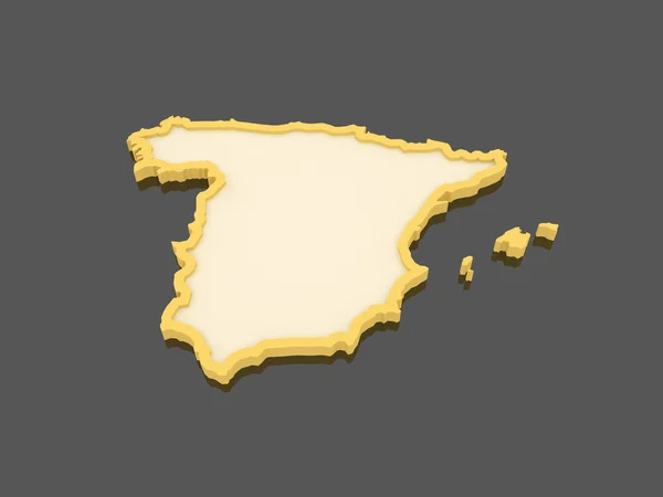 Three-dimensional map of Spain. — Stock Photo, Image
