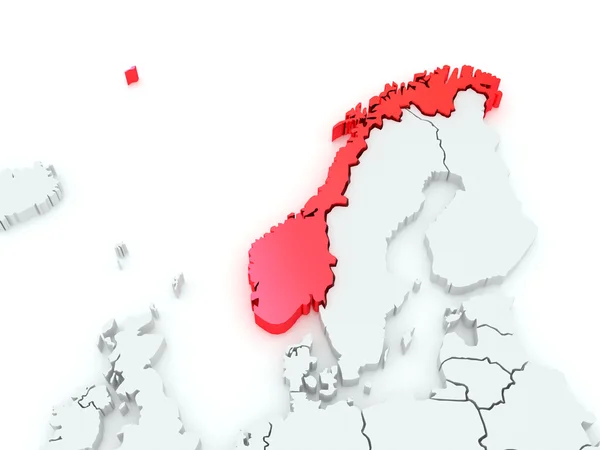 Mapa Europy i Norwegia. — Zdjęcie stockowe