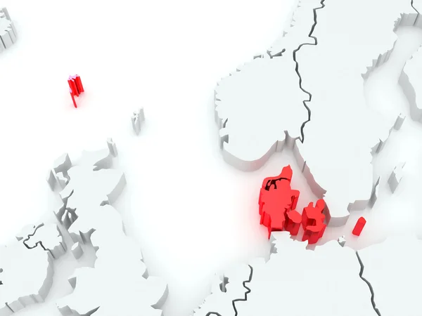 Map of Europe and Denmark. — Stock Photo, Image