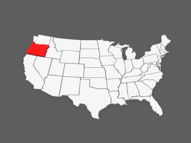 üç boyutlu harita Oregon. ABD.