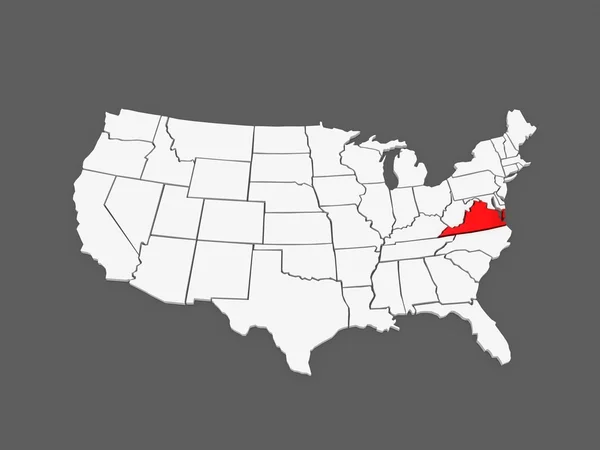 Mapa tridimensional da Virgínia. Estados Unidos . — Fotografia de Stock