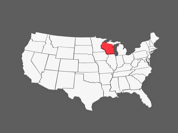 Trojrozměrná mapa wisconsin. Spojené státy americké. — Stock fotografie