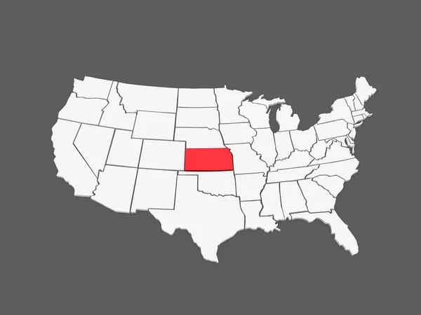 Trójwymiarową mapę z kansas. Stany Zjednoczone Ameryki. — Zdjęcie stockowe