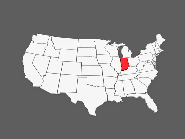 Mapa tridimensional de Indiana. Estados Unidos . —  Fotos de Stock