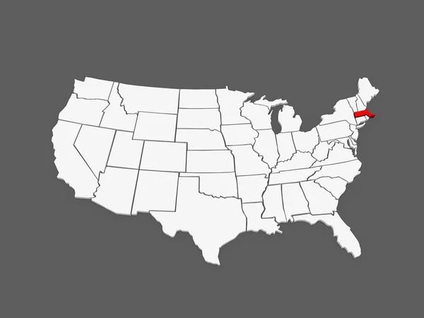 Mapa tridimensional de Massachusetts. Estados Unidos . — Fotografia de Stock